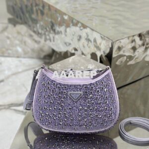Replica Prada Cleo Satin Bag With Appliqués 1BC169 Wisteria 2