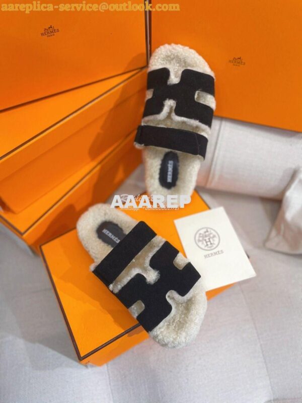 Replica Hermes Chypre Sandal in Suede Goatskin and Shearling H222929Z 14