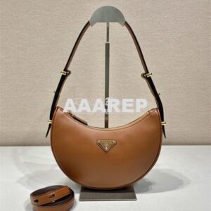Replica Prada Cognac Leather Moon shoulder bag 1BC194