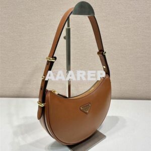 Replica Prada Cognac Leather Moon shoulder bag 1BC194 2