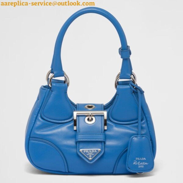 Replica Prada Moon Bag in Blue Padded Nappa Leather 3