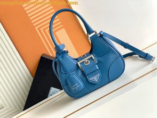 Replica Prada Moon Bag in Blue Padded Nappa Leather 5