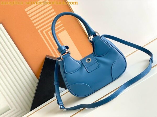 Replica Prada Moon Bag in Blue Padded Nappa Leather 8