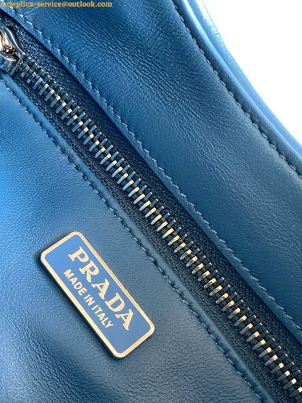 Replica Prada Moon Bag in Blue Padded Nappa Leather 11