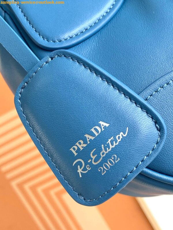 Replica Prada Moon Bag in Blue Padded Nappa Leather 13