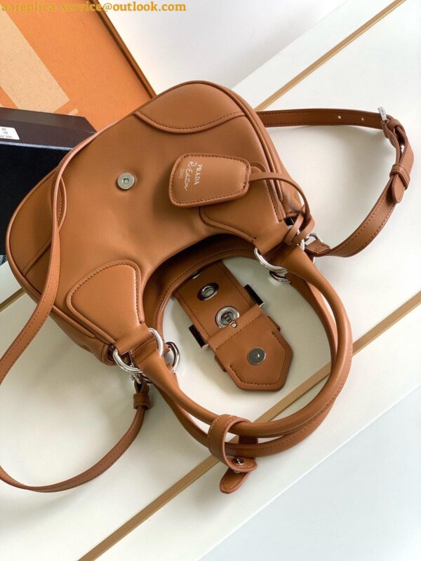 Replica Prada Moon Bag in Caramel Padded Nappa Leather 9