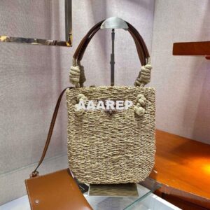 Replica Prada Corn Husk and Leather Tote 1BG327