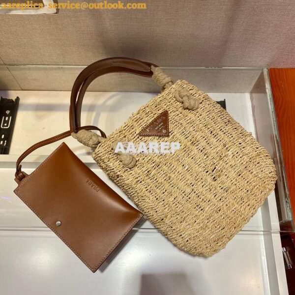 Replica Prada Corn Husk and Leather Tote 1BG327 5