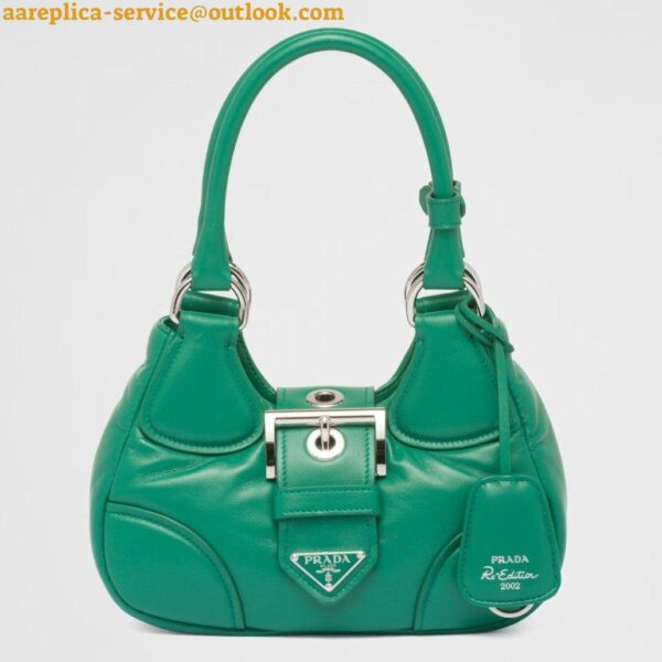 Replica Prada Moon Bag in Green Padded Nappa Leather 3