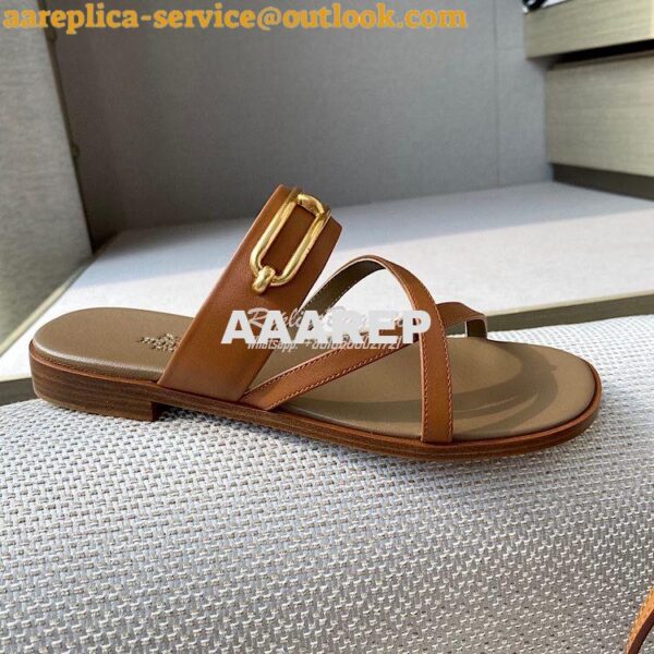 Replica Hermes Claire Sandal in Calfskin H211039 Brown 4