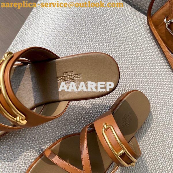 Replica Hermes Claire Sandal in Calfskin H211039 Brown 6