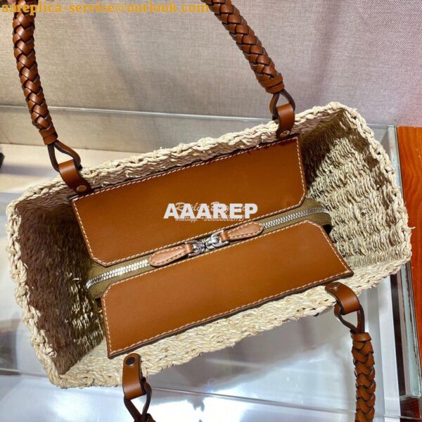 Replica Prada Corn Husk and Leather Tote 1BG336 4