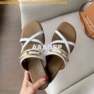 Replica Hermes Claire Sandal in Calfskin H211039 White 2