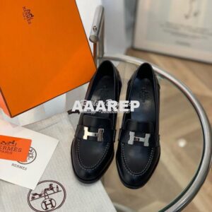 Replica Hermes Dauphine 70 Loafer High Heel in Goatskin H212091Z Black 2