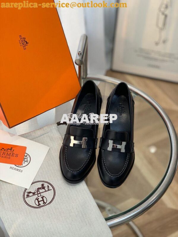 Replica Hermes Dauphine 70 Loafer High Heel in Goatskin H212091Z Black 2