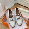 Replica Hermes Destin Loafer Calfskin and Fringed Canvas H231065Z Blac 2