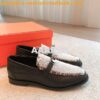 Replica Hermes Destin Loafer Calfskin and Fringed Canvas H231065Z Fram 2