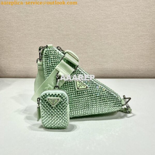 Replica Prada Crystal-embellished light green shoulder bag 1bh190 2