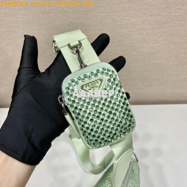 Replica Prada Crystal-embellished light green shoulder bag 1bh190 7