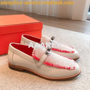 Replica Hermes Destin Loafer Calfskin and Fringed Canvas H231065Z Fram