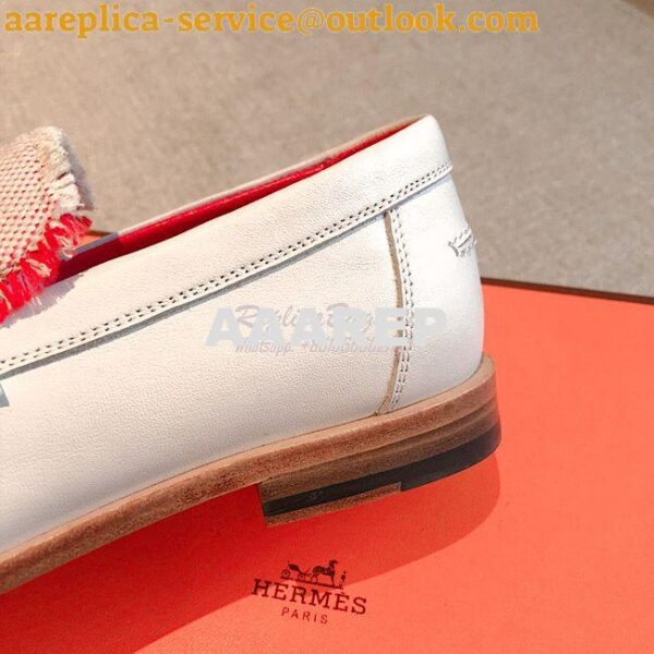 Replica Hermes Destin Loafer Calfskin and Fringed Canvas H231065Z Fram 9