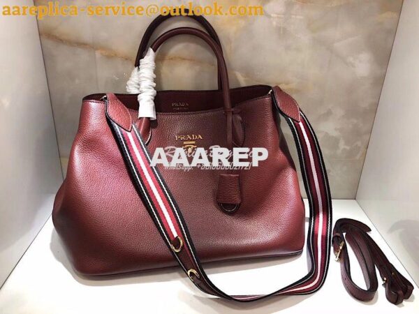 Replica Prada Daino Leather Tote Bag 1BA157 Burgundy 11