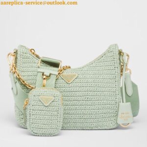 Replica Prada Re-Edition 2005 Crochet Bag in Aqua Raffia 2