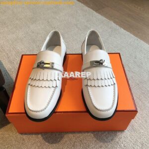 Replica Hermes Destin Loafer in fringed calfskin H241008Z Blanc 2