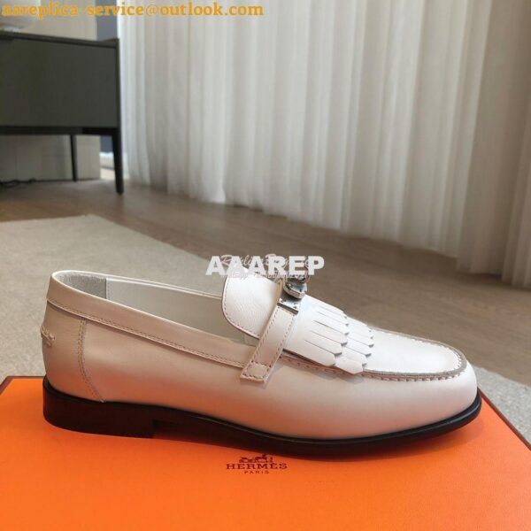 Replica Hermes Destin Loafer in fringed calfskin H241008Z Blanc 6