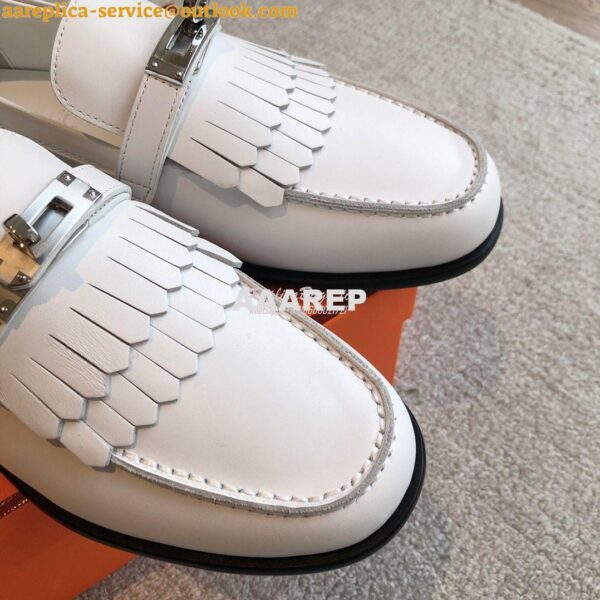 Replica Hermes Destin Loafer in fringed calfskin H241008Z Blanc 8