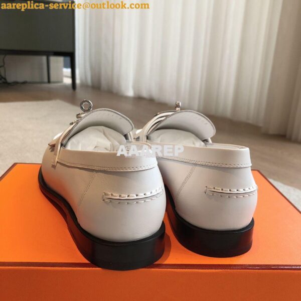 Replica Hermes Destin Loafer in fringed calfskin H241008Z Blanc 9