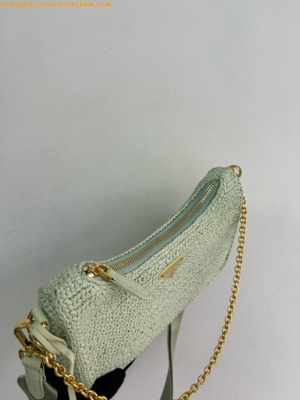 Replica Prada Re-Edition 2005 Crochet Bag in Aqua Raffia 8