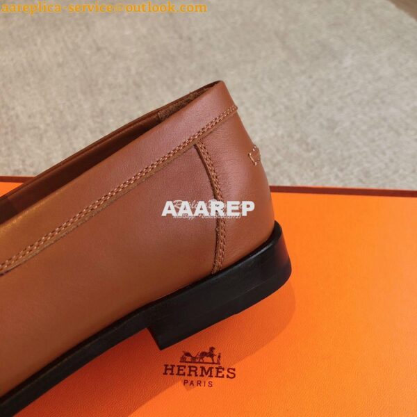 Replica Hermes Destin Loafer in fringed calfskin H241008Z Brown Blanc 10