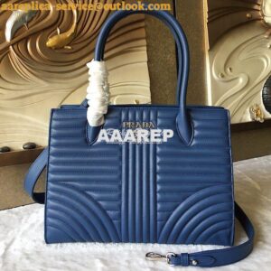 Replica Prada Diagramme Leather Handbag 1BA165 Blue