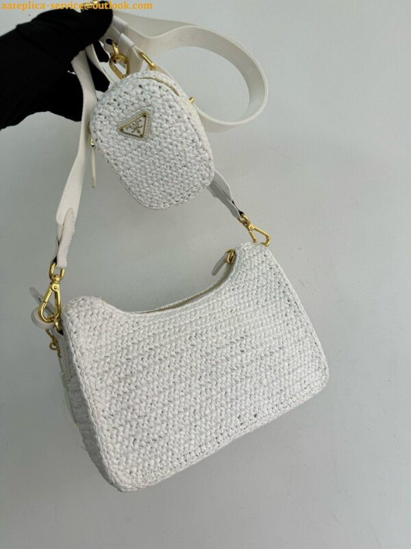 Replica Prada Re-Edition 2005 Crochet Bag in White Raffia 20