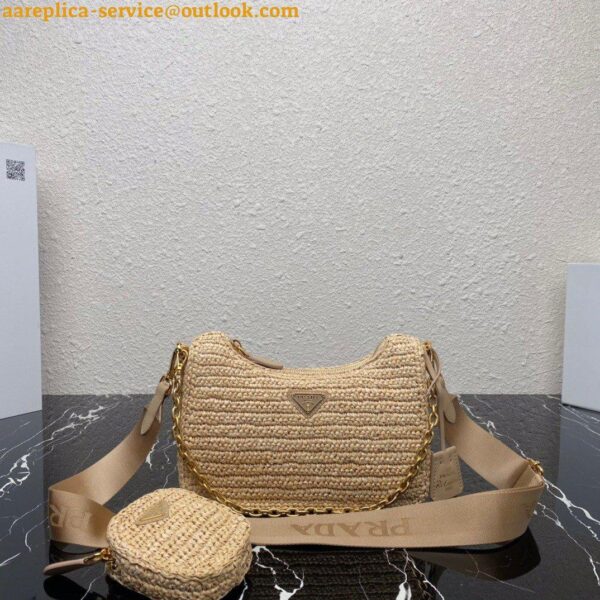 Replica Prada Re-Edition 2005 Shoulder Bag In Beige Raffia 18