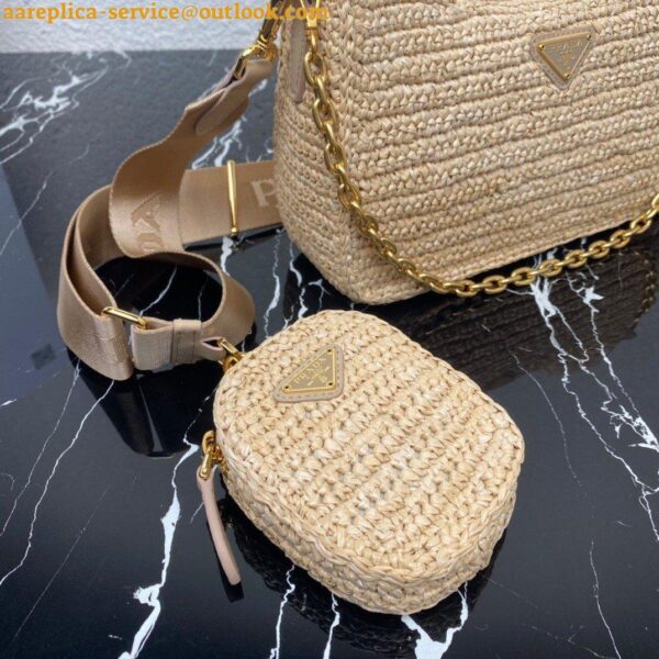 Replica Prada Re-Edition 2005 Shoulder Bag In Beige Raffia 19