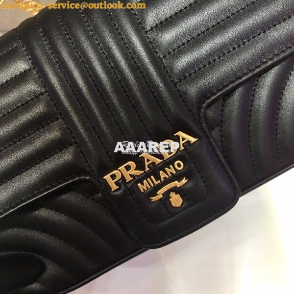 Replica Prada Diagramme Medium Leather Bag 1BD108 Black 9