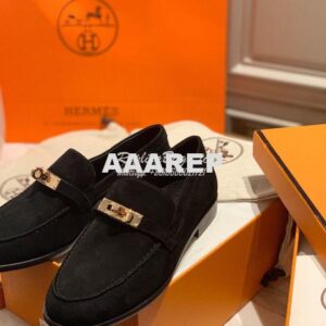 Replica Hermes Destin Loafer suede goatskin H212116Z Black