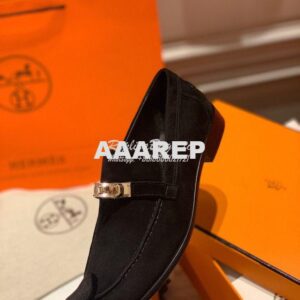 Replica Hermes Destin Loafer suede goatskin H212116Z Black 2