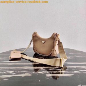 Replica Prada Re-Edition 2005 Shoulder Bag In Beige Saffiano Leather