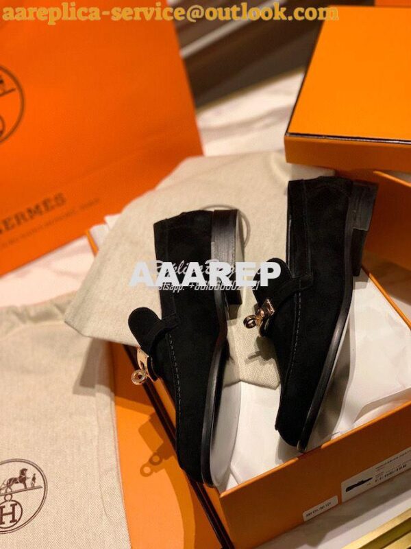 Replica Hermes Destin Loafer suede goatskin H212116Z Black 5