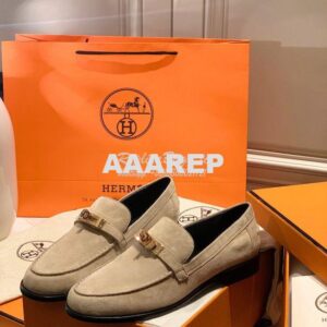 Replica Hermes Destin Loafer suede goatskin H212116Z Blanc Gomme 2