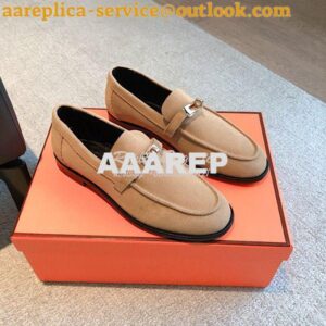 Replica Hermes Destin Loafer Suede Goatskin H231065Z Beige 2