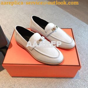 Replica Hermes Destin Loafer Suede Goatskin H231065Z Blanc 2