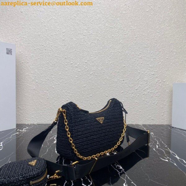 Replica Prada Re-Edition 2005 Shoulder Bag In Black Raffia 17