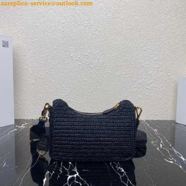 Replica Prada Re-Edition 2005 Shoulder Bag In Black Raffia 18