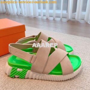 Replica Hermes Electric Sandals in Suede Goatskin Men Female H222860Z 2