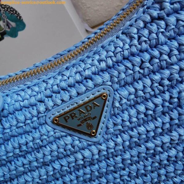 Replica Prada Re-Edition 2005 Shoulder Bag In Blue Raffia 13