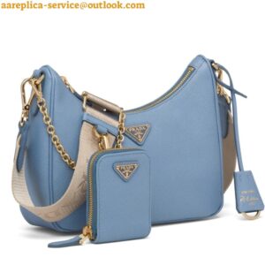 Replica Prada Re-Edition 2005 Shoulder Bag In Blue Saffiano Leather